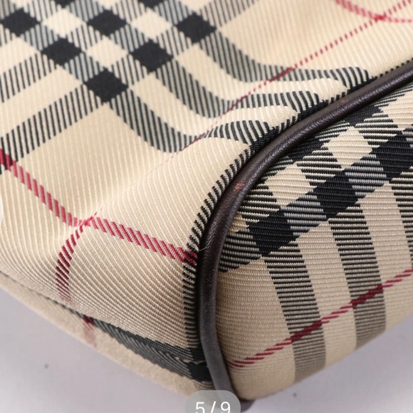 Vintage Burberry Check Canvas and Leather tote bag - Picture 5 of 8